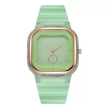 Reloj Elegante Cuadrado Con Malla Silicona