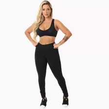 Kit 2 Calça Legging Feminina Moda Básica Cós Alto Academia 