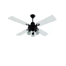 Ventilador De Techo Negro Con Palas Acrilicas Ilum. Apto Led