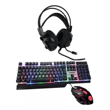 Kit Teclado Semi Mecânico E Mouse Óptico + Headset 7.1 Gamer