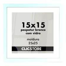 Moldura 15x15 Paspatur Quadro Branco Com Vidro Parede Quarto