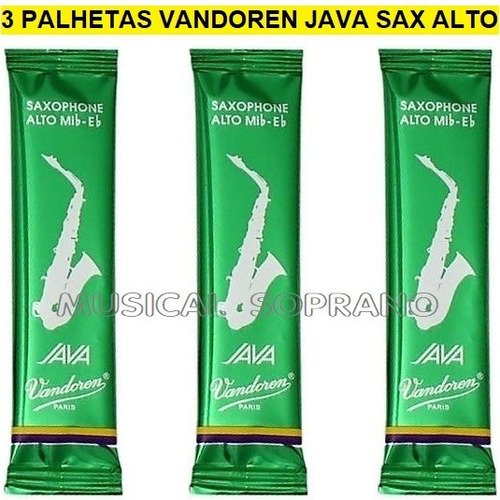 3 Palhetas Vandoren Java Sax Alto N° 1,5 - 2 - 2,5 - 3 - 3,5
