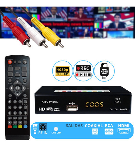 Decodificador Convertidor Digital Tv Hdmi 1080p Full Hd