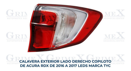 Calavera Exterior Acura Rdx 2016-16-2017-17 Leds Ore Foto 10