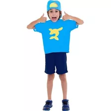 Fantasia Luccas Neto Roupa Aventureiro Azul Infantil