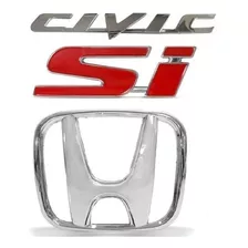 Kit Emblema Civic 2007 A 2011 Si Logo Mala 3 Peças 