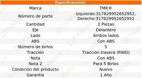 2- Mazas Delanteras Con Abs 528i 6 Cil 2.8l 1996/2000 Tmk Foto 2