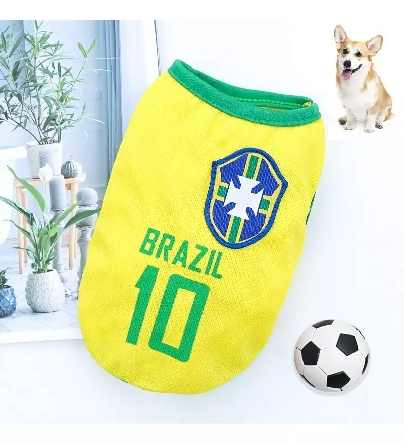 Camiseta Seleção Brasil Para Pet Copa Do Mundo Gato Cachorro