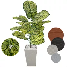 Planta Caladium Artificial Bulbo Tinhorão Vaso Grande Ratan