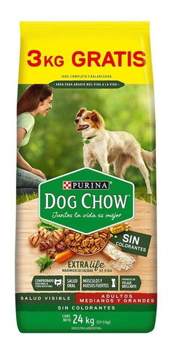 Alimento Dog Chow Salud Visible Sin Colorantes Para Perro Adulto De Raza Mediana Y Grande Sabor Mix En Bolsa De 24 kg