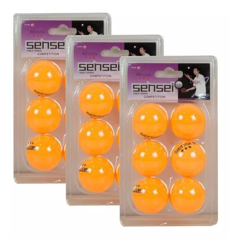 Set 18 Pelotas Ping Pong 3 Estrellas Sensei® - Tenis De Mesa