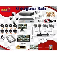 Sistema De Seguridad Dahua 8 Cámaras Hd 1080p 1tb Con Audio