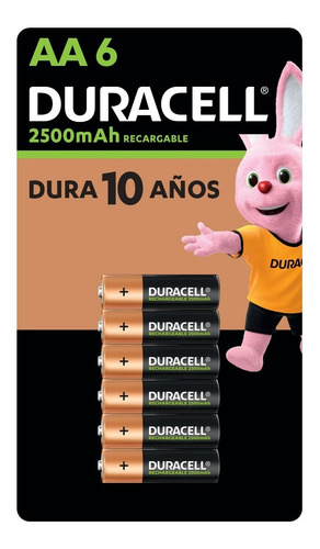 Duracell Recargable 6 Pilas Aa De 2500 Mah 1.2v