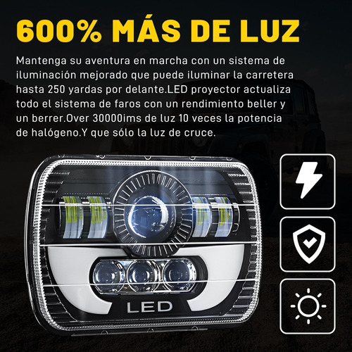 Faro Led Cuadrado 5x7 Drl De Luz Alta/baja Para Nissan Jeep Foto 4