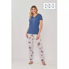 Pijamas Femininos Calça Blusa Manga Curta Any Any