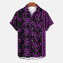 Camisa De Bolsillo Estampada De San Valentín Para Hombre, Ca