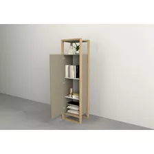 Biblioteca Estanteria Nordica Minimalista Puerta Alta 173 Cm Color Olmo Finlandés Gris Cubanita