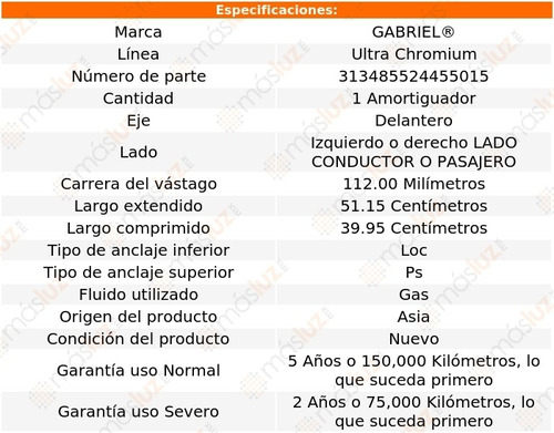 1 Amortiguador Gas Conductor O Pasajero Del Windstar 99/04 Foto 2