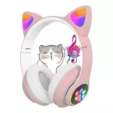 Fones De Ouvido Gatinho Rosa Bluetooth 5.0 Cancela Ruidos