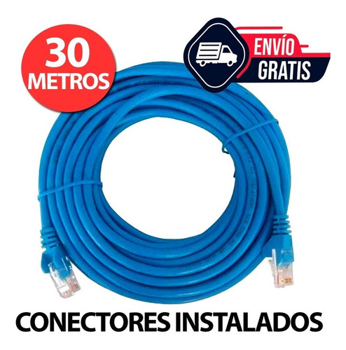 Cable Utp Cat5e 30 Metros Rj45 Cctv Red Internet