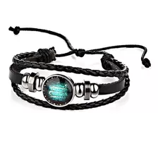 Pulsera Del Zodíaco Escorpio Cuero Y Metal Calidad Premium