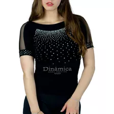 Remera - Camiseta Blusa Brillo Tacha Pedrería Stras Tul Moda