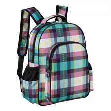 Mochila Ls Mo3136 Com Estampa Quadriculada E 4 Divisões