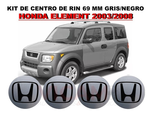 Kit De 4 Centros De Rin Honda Element 03-08 69 Mm Gris/negro Foto 2