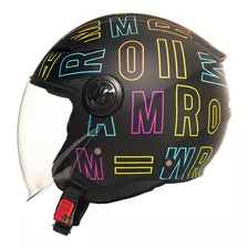 Capacete Mormaii Lite Neon Aberto Moto Preto Fosco