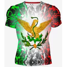 Playera Sublimada Caballero Bandera Tricolor Mexicana Águila