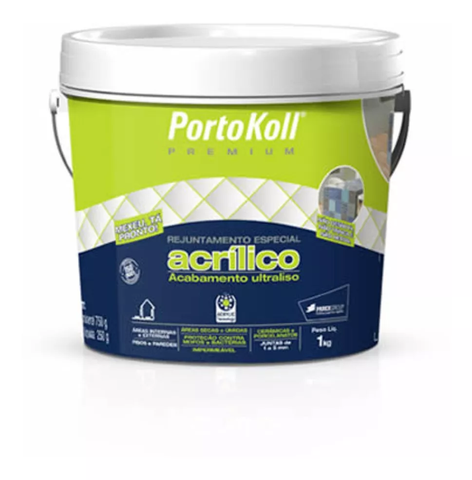 Rejunte Acrílico Premium Portokoll 1 Kg Cinza Ártico Plus