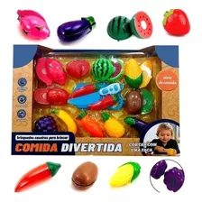 Brinquedo Kit Comidinha 14 Pçs Frutas/vegetais C/corte G