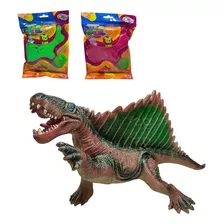 Kit Dinossauro De Borracha Dimetrodonte + Massinha Pula Pula