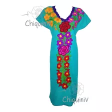 Bata Vestido Bordado Artesanal Mexicana