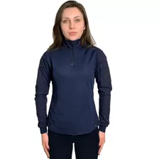 Combat Shirt Feminina Camiseta Longa Tática Bélica Azul Mar