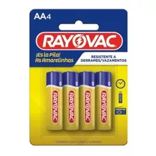 Pilha Aa Rayovac As Amarelinhas Aa Cilíndrica Kit C/ 4 Und