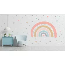 Vinilo Decorativo Infantil Arcoiris Nórdico 90 X 60cm + Lun