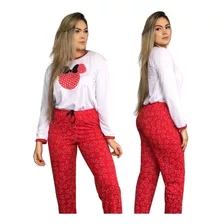 Pijama Longo Adulto Feminino Manga Comprida Inverno Promoção