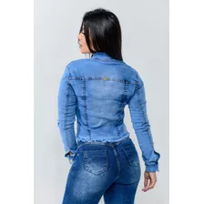 Jaqueta Jeans Feminina Curta Lançamento Flex