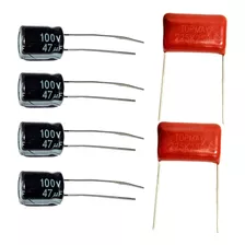 4 Capacitor Corneta 47x100 + 2 Capacitor Sup Tweeter 2m2x250