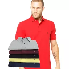 Kit 5 Camisas Gola Polo Camiseta Masculina Th Bordado Promo