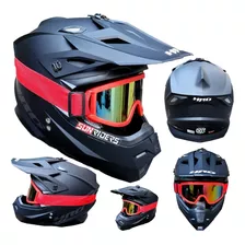 Casco Moto Hro Cross Mx03 Negro Mate Across + Goggles Dot Dm