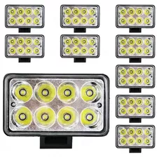 Kit 10 Farol De Milha 24w 8 Leds 12v 24v Carro Jeep Caminhõe