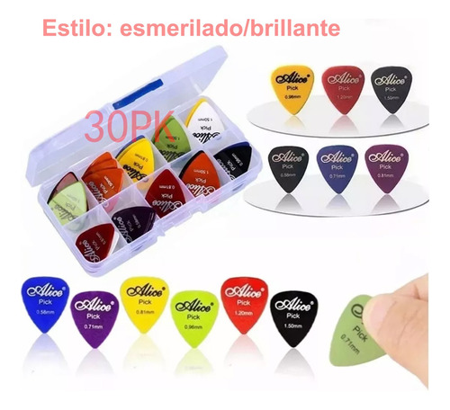 Paquete 30 Plumillas Puas Alice Guitarra Picks Con Caja