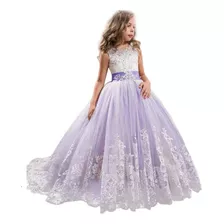 Vestido Largo De Novia Flower Girl Princess Lilac Pageant