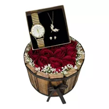 Cesta De Presentes Com Flores Artificiais E Kit Para Mãe