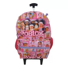 Mochila Rodinhas Roblox Feminina Bolsa Escolar Infantil Rosa