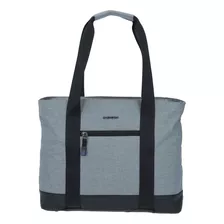 Bolso Para Dama Profesional Vs3515 Color Gris Correa De Hombro Negro Diseño De La Tela Liso