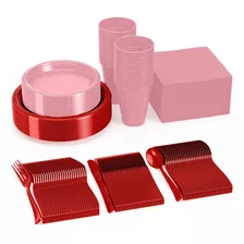 Mega Kit Vajilla Desechable Para San Valentin Rojo 350piezas