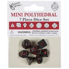 7 Pieza Mini Poliédrica Set Negro C/rojo Nuevo